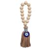 Bohemian Style Wooden Bead Pendant Handmade Rearview Mirror Pendant Retro Tassel Pendant