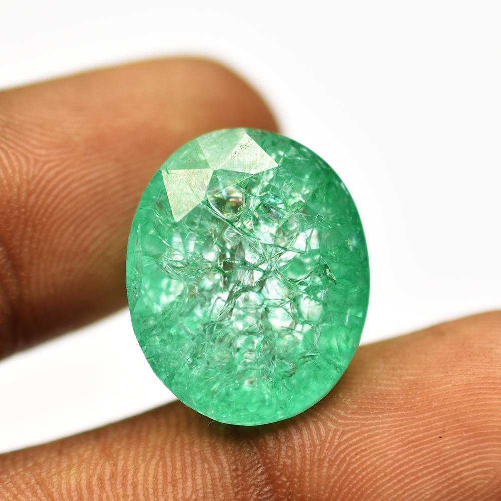 Natural Green Emerald Loose Gemstone High- Quality Oval Cut 18.6x15.3 for Jewelry Making and Crafts