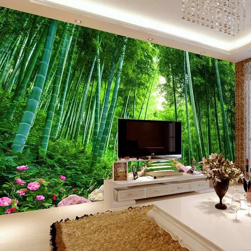 Photo Wallpaper 3d Green Forest Bamboo Nature Scenery Mural Living Room Tv Sofa Background Wall Mural