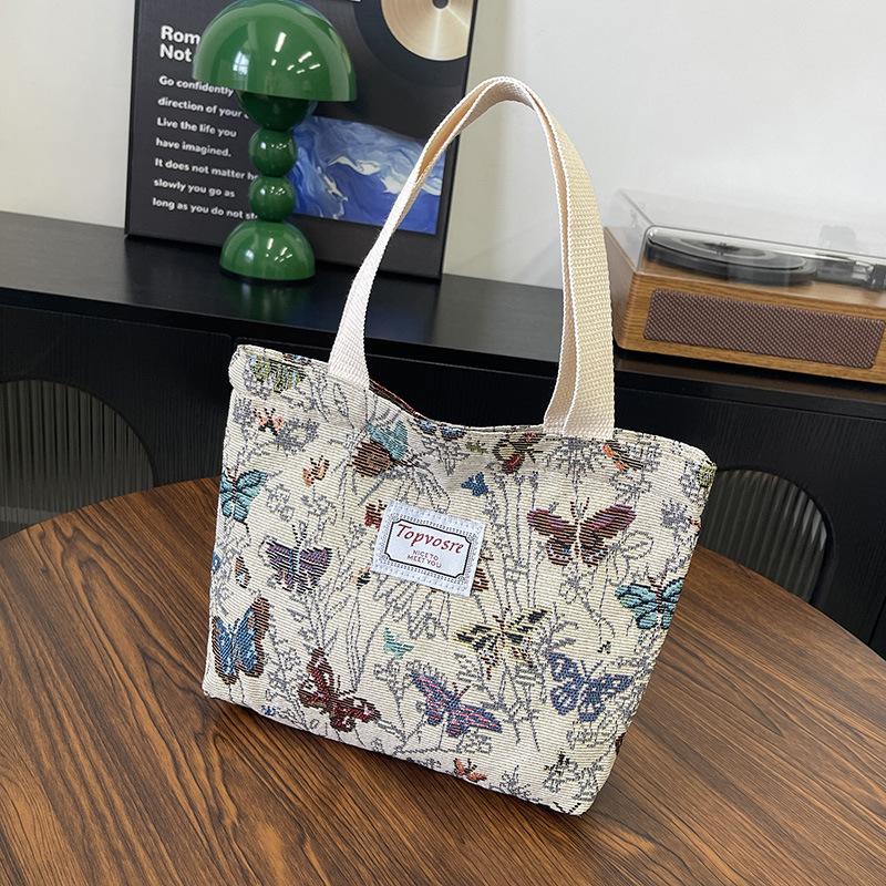 1 Stück Mori Mode Bedruckte Handtasche Nylon Atmungsaktiv Vielseitig Pendlertasche Große Kapazität Freizeit Arbeit Bento-Tasche