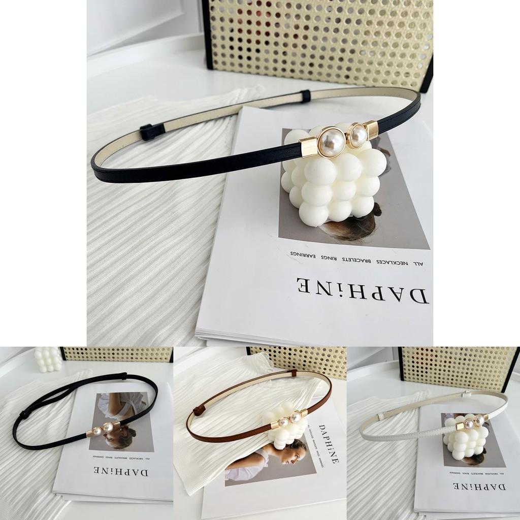 Stunning Matte Black Women's Belt With Elegant Pearl Buckle Perfect For Summer Outfits