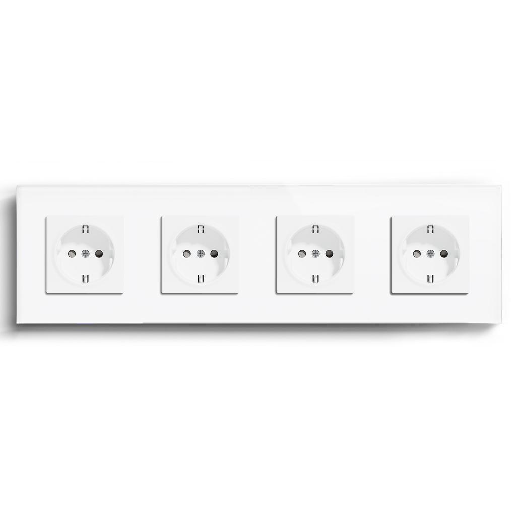 BSEED Single EU Socket Double Power Outlets Triple Electric Sockets Crystal Glass Wall Socket White Black Gold Gray 16A E Series