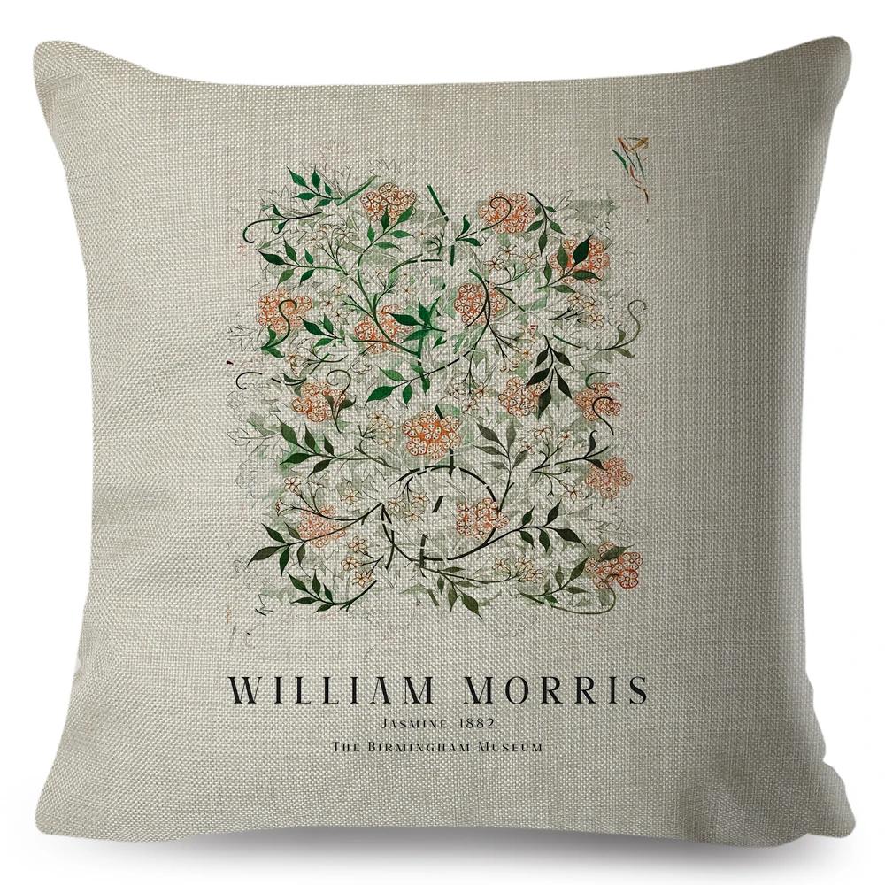 

Nordic Style Cushion Cover William Morris Flower Pillowcase Linen Both Sided Decor Violets Botanical Throw Pillow Case for Sofa 40x40cm16x16Inch