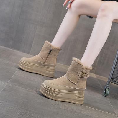 Winter New Velvet Platform Bread Fashion Leisure College Wind Heightened Thermal Cotton Shoes Snow Boots