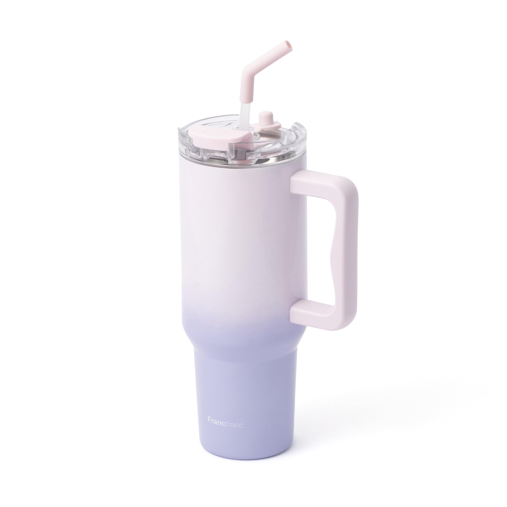 

Francfranc Large Stainless Steel Mug 1100ml with Straw & Handle [All 3 Colors]- Insulated Hot/Cold Tumbler розовый