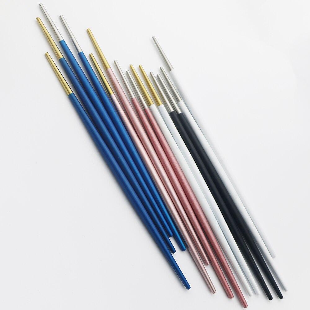 5 párů japonských korejských čínských hůlek Černé zlato Sada z nerezové oceli Nádobí Sushi hůlky Délka 22 cm Nádobí