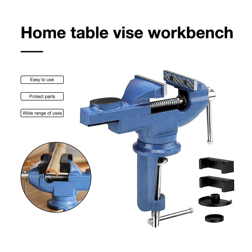 2 Inch Table Vise Clamp On Work Bench Vise 360 Degree Rotation Base Adjustable Woodworking Vise 360° Rotation Vise