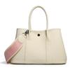 2025 Cowhide Lychee Pattern Garden Bag: Women's Color Block Wide Shoulder Strap Handbag