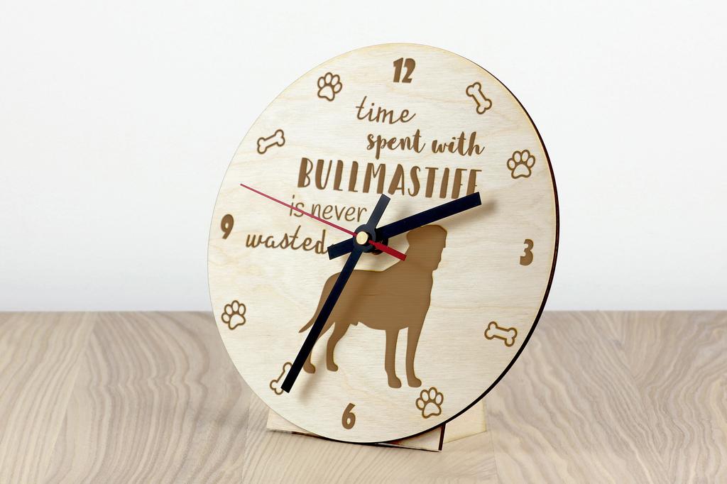 Bullmastiff - clock with dog, wooden clock with engraving, personalised clock by Art-Dog