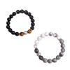 Natural Obsidian Map Stone Sterling Silver Bracelet for Couples, New Chinese Style Six-character Mantra Fortune Bead Traditional Chinese Culture