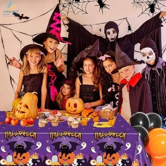 FINGOOO Halloween Tablecloth Disposable Waterproof Decoration 137274CM Rectangular Party Event Dining Table Haunted House (Halloween)