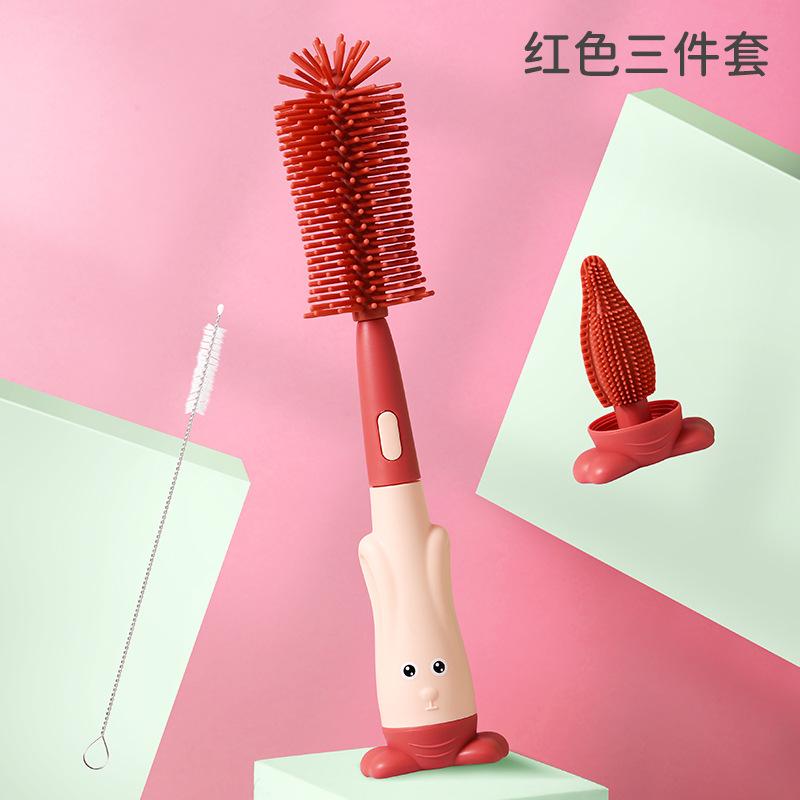 High Quality Household Silicone Manual Soft Baby Bottle Cleaning Brush Set