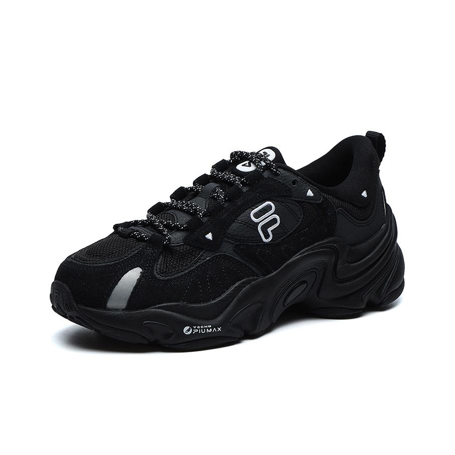 Fila Fusion Buzzard Meteor Shoes Leather Fabric Retro Sports Low Top Lifestyle Shoes Women Sneaker Black T12W141105FBK