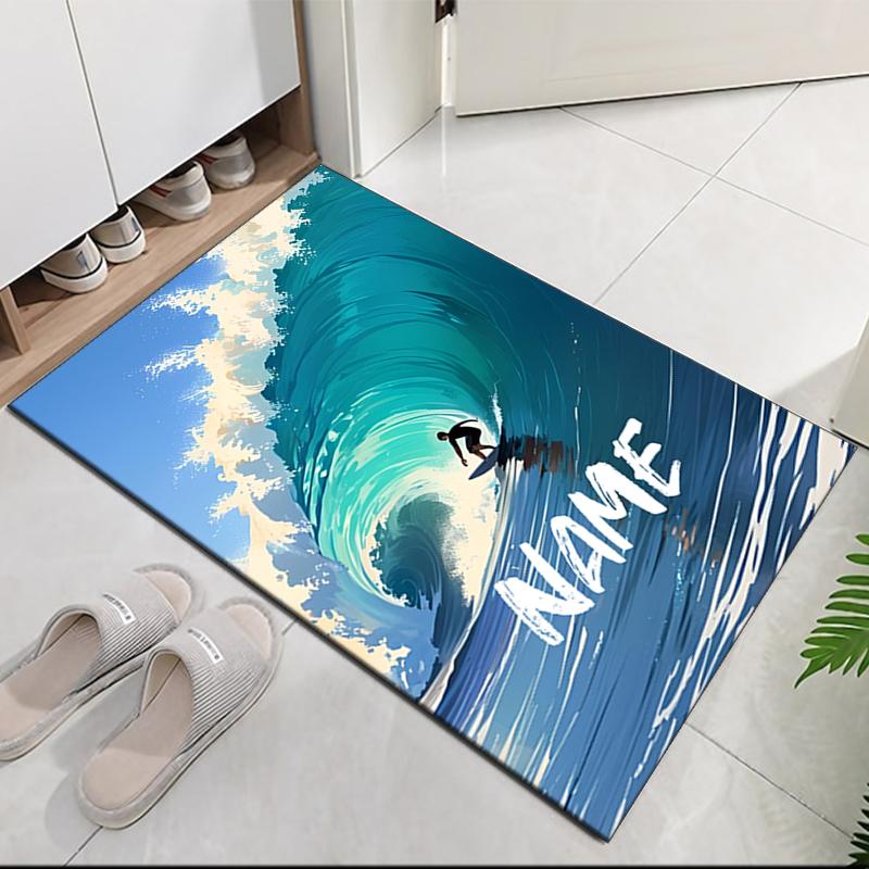 Custom Name surf Printed Carpet, for Office Chair Living Room Bedroom Kitchen Room Decor Gifts.