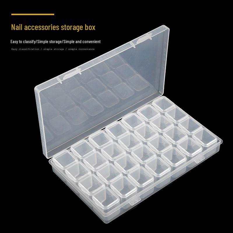 Nail Art & Jewelry 28-Compartment Dustproof Storage Box for Rings and Ear Studs
