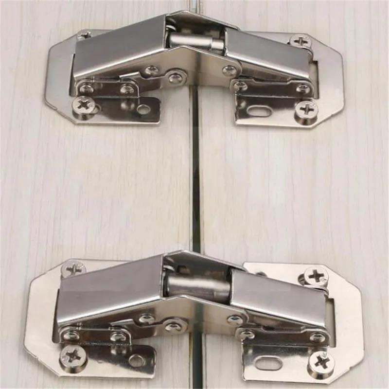 4/10pcs Cabinet Hinge 90 Degree 3/4in No-Drilling Hole Cupboard Door Hinges Soft Close With Screws Furniture Hardware