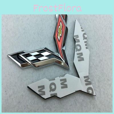 Premium Metall Aufkleber Emblem mit gekreuzten Flaggen mit zeitlosem Reiz für Corvette C7