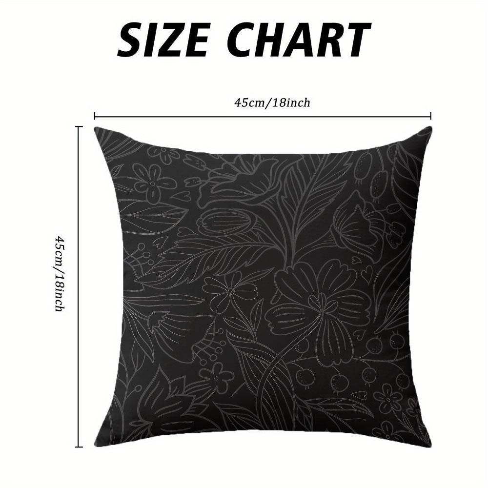 Black Floral Line Square Jacquard Pillow Cover for Sofa Office Waist Cushion Cover Home Decorative Pillowcase