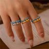 Inlaid Natural Blue Turquoise Beads Open Ring For Women Stainless Steel 18k Gold Plated Women's Finger Rings Vintage Female Ring