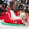 Cozy Retreat for Washable Plush Bed Red Sleigh Dog Pets Christmas Fluffy Pet Festive Xmas