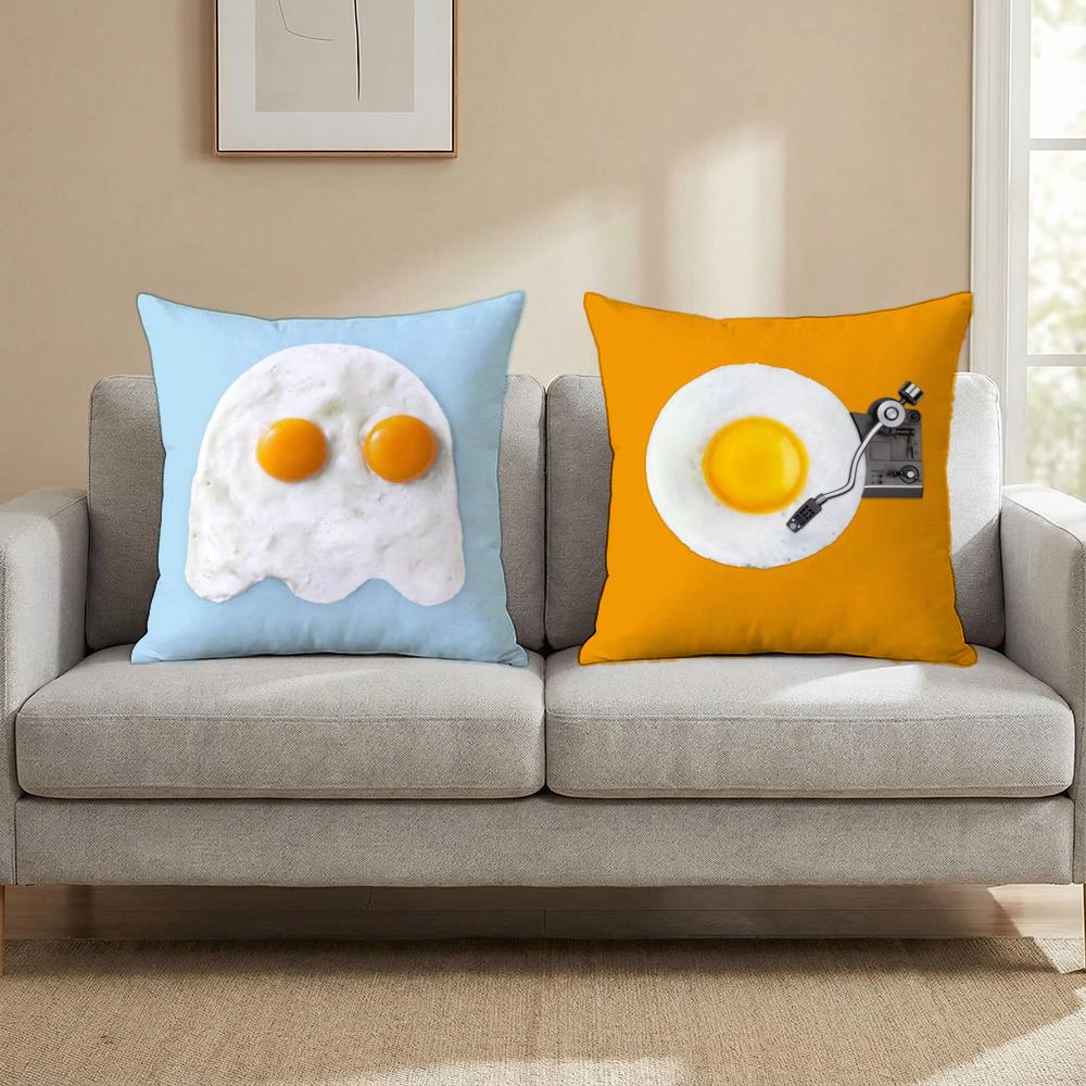 Funny Food Fried Egg Cushion Cover Multi-Scene Pillow Cover for Home & Car - Reversible, Soft & Durable for Daily Use