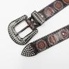 Rhinestone Belt Print Ladies High-end Pattern Women's Belt Retro Literary and Ethnic Style Mandala Pattern Belt