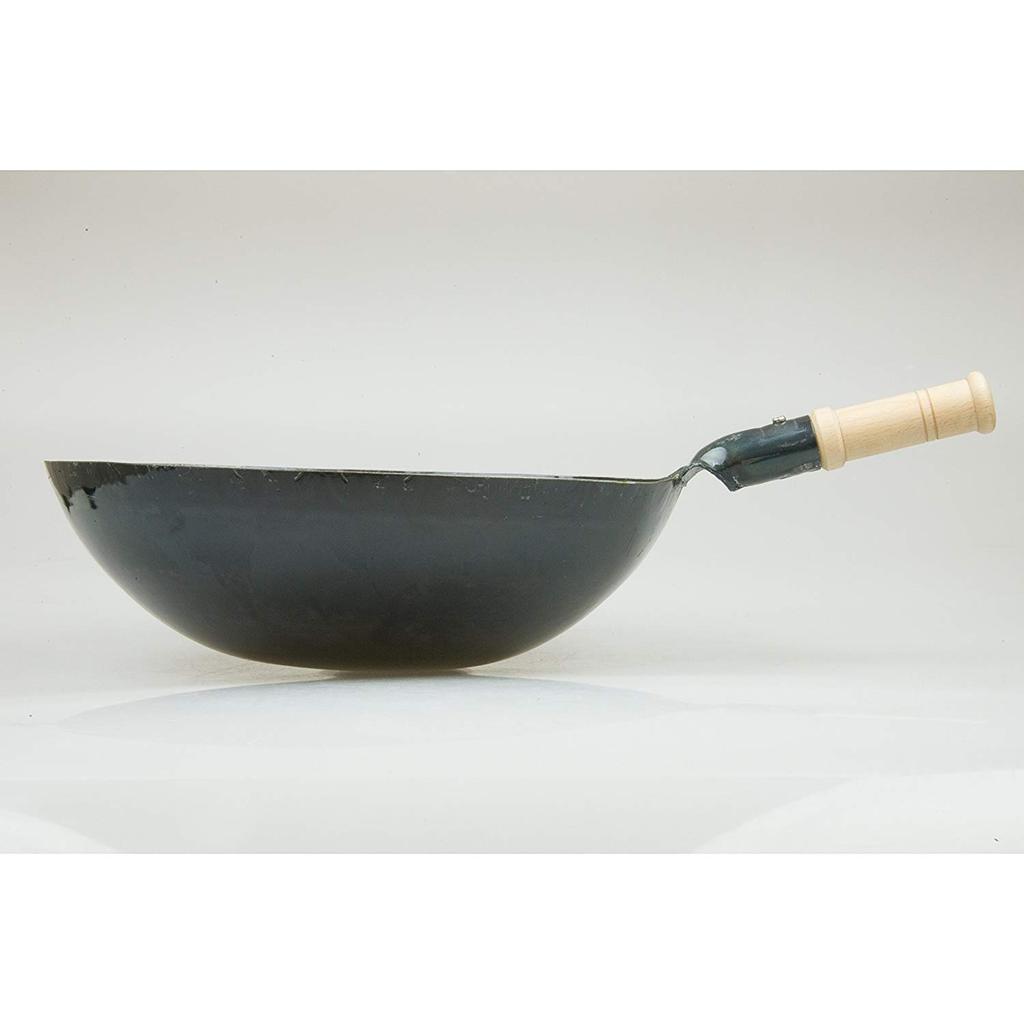 Yamada Industries Wooden Peking Pot Iron 33cm Hammered Thickness Black 1.2mm