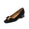 New Comfortable Suede Single Shoes Women's Foot Cover One Pedal Casual Solid Color Square Head Medium Heel Large Size Shoes Square Heel Single Shoes