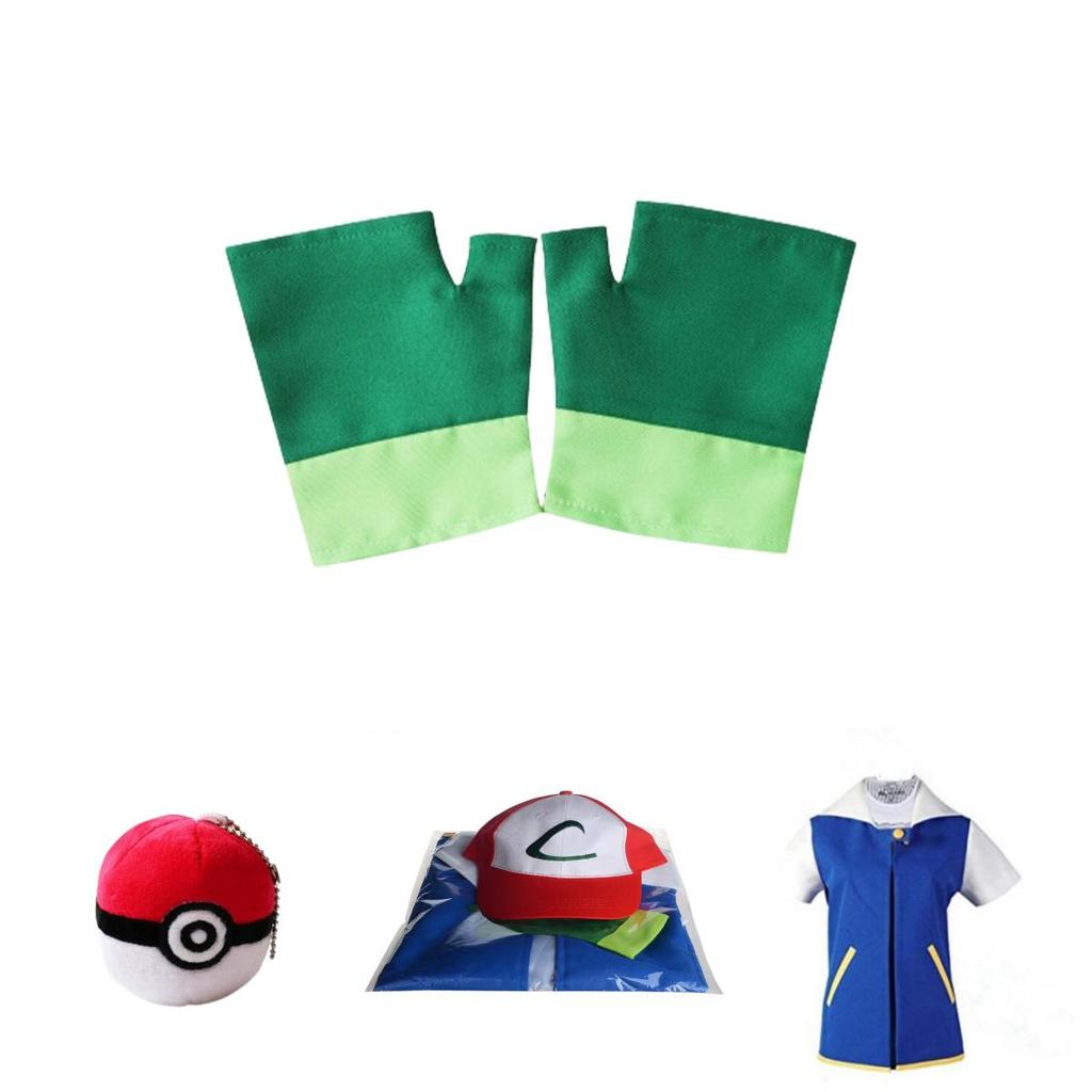 Pokemon Ash Ketchum Cosplay Kostüm Komplettset Erwachsene Jacke Handschuhe Hut Halloween Hohe Qualität Elastisches Weiches Polyestermaterial