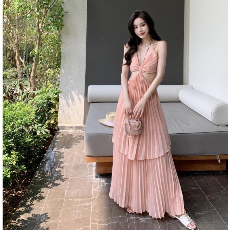 Damen Sommer Unregelmäßige Taillenlose Strandurlaub Neckholderkleider