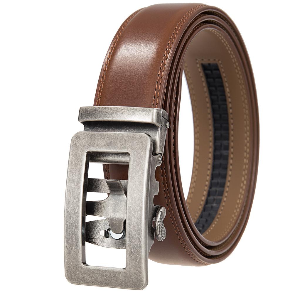 1Pcs Two-Layer Cowhide Automatic Buckle Belt, Men'S Belt, Business Belt Ly35-0838-1