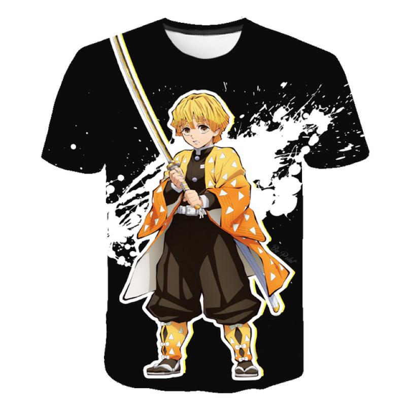1-14 Jahre alt Cartoon Demon Slayer Print T-Shirts Jungen Mädchen Sommer Kinder Kleidung 3D Druck Kurzarm O-Ausschnitt Tops T-Shirts
