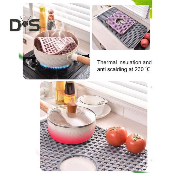 Silicone Sink Mat with Center Drain Heat-Resistant Flexible Non-Slip Design Easy To Clean Reusable Sink Protector Mat