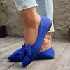 Large-sized Pointed-toe Flat Shoes, Women's Bean-shaped Shoes with Bows, Casual Shoes for Women
