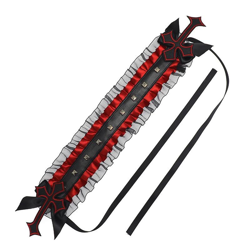 Dark gothic punk rivet headband subculture yk niche headgear lace rivet cross versatile hair accessories