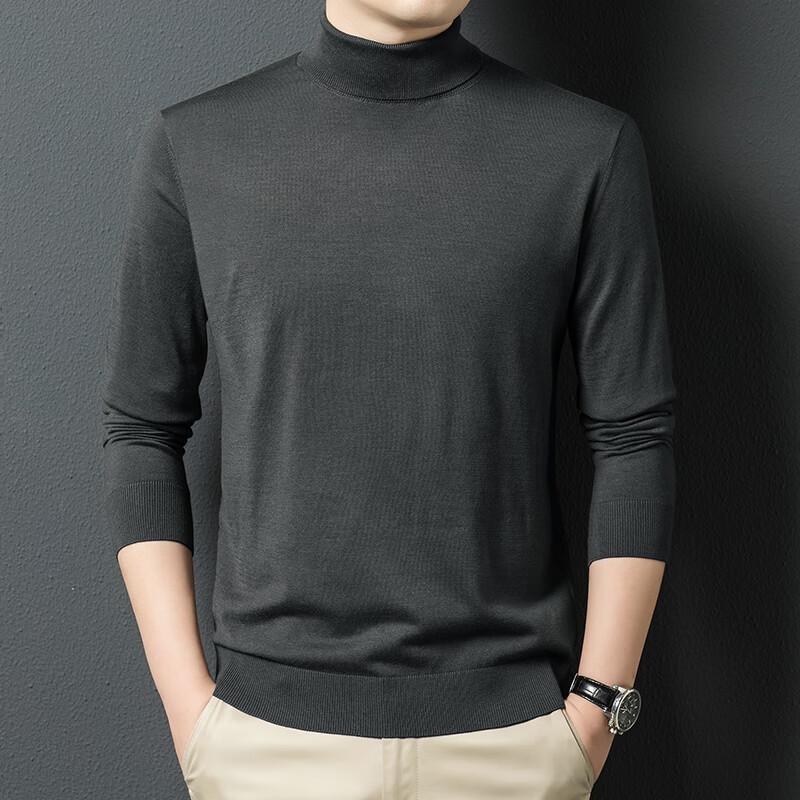 Yiliteng Men's Merino Wool Blend Half-High Collar Knitted Sweater