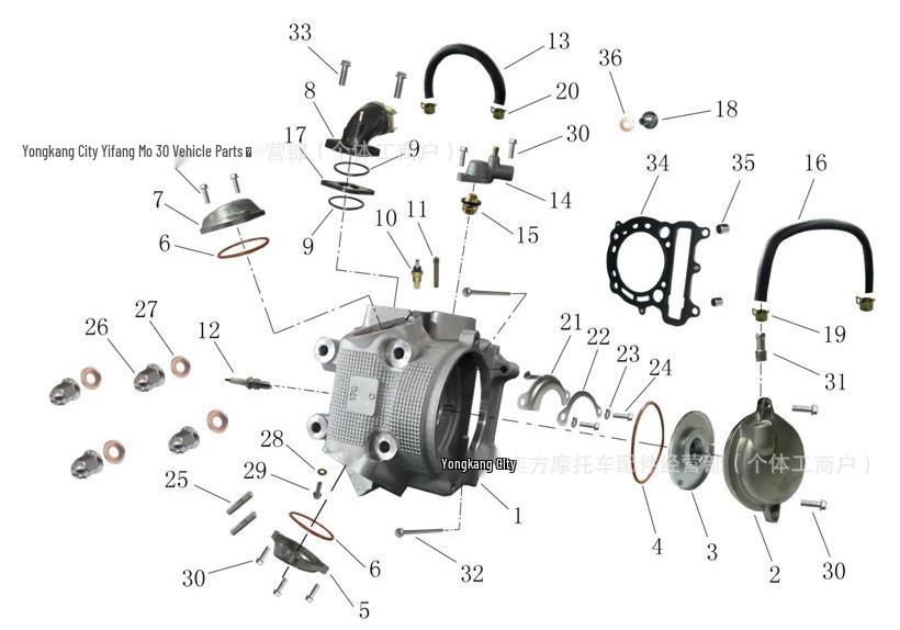 300CC Single Cylinder Head Assembly for ATV Yamaha Beach Car Kart