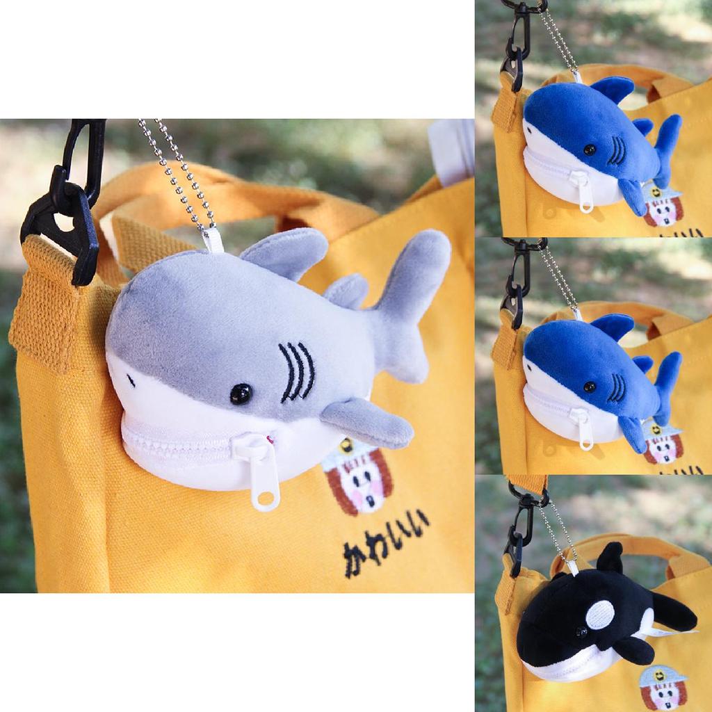Cute Shark Blue Whale Orcinus Orca Plush Doll Pendant Wallet For Gift And Decor