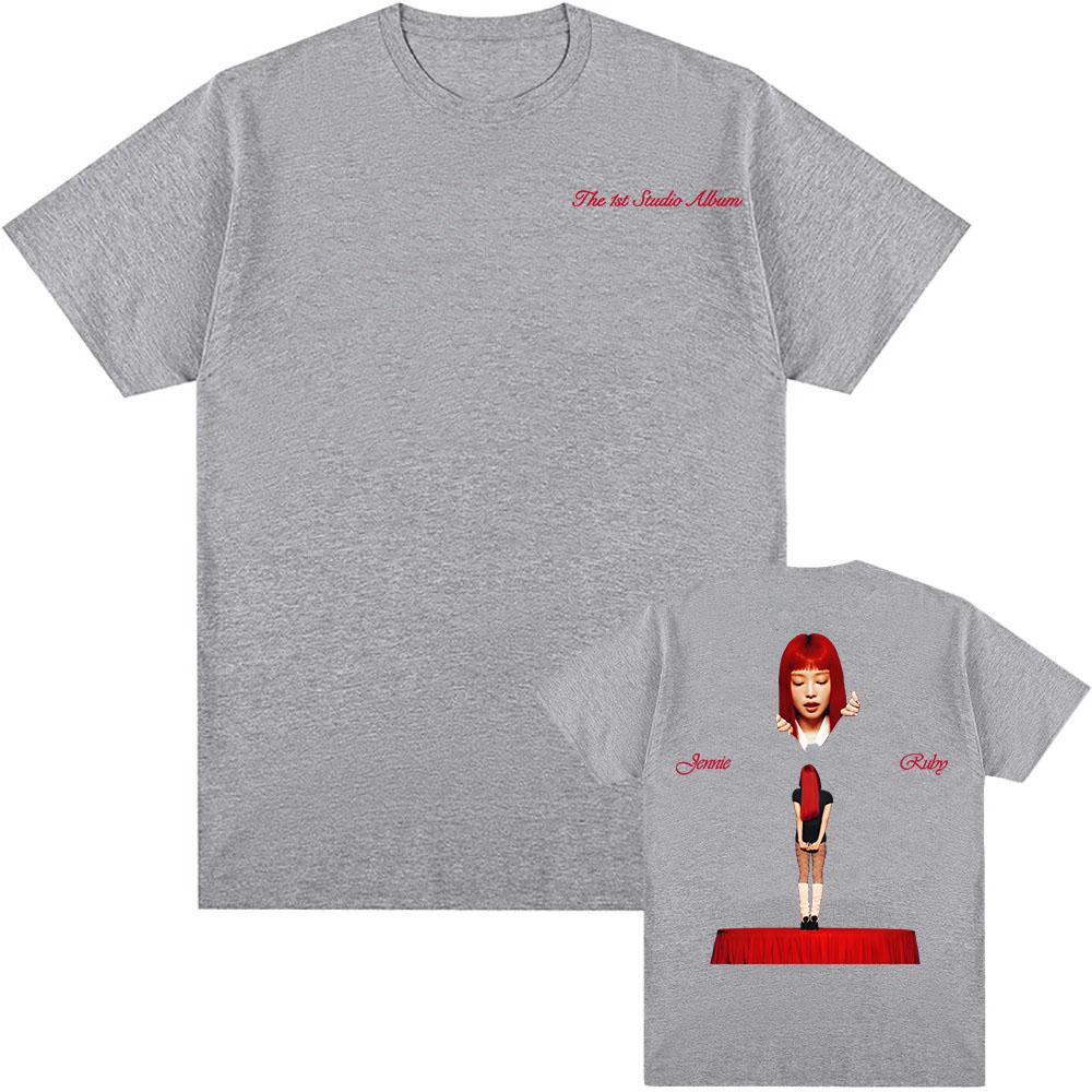 Jennie Ruby The 1st Studio Album Merch T-shirt Cotton Short Sleeve Male Tshirt Unisex Streetwear Hip Hop Korean Singer Print Tee