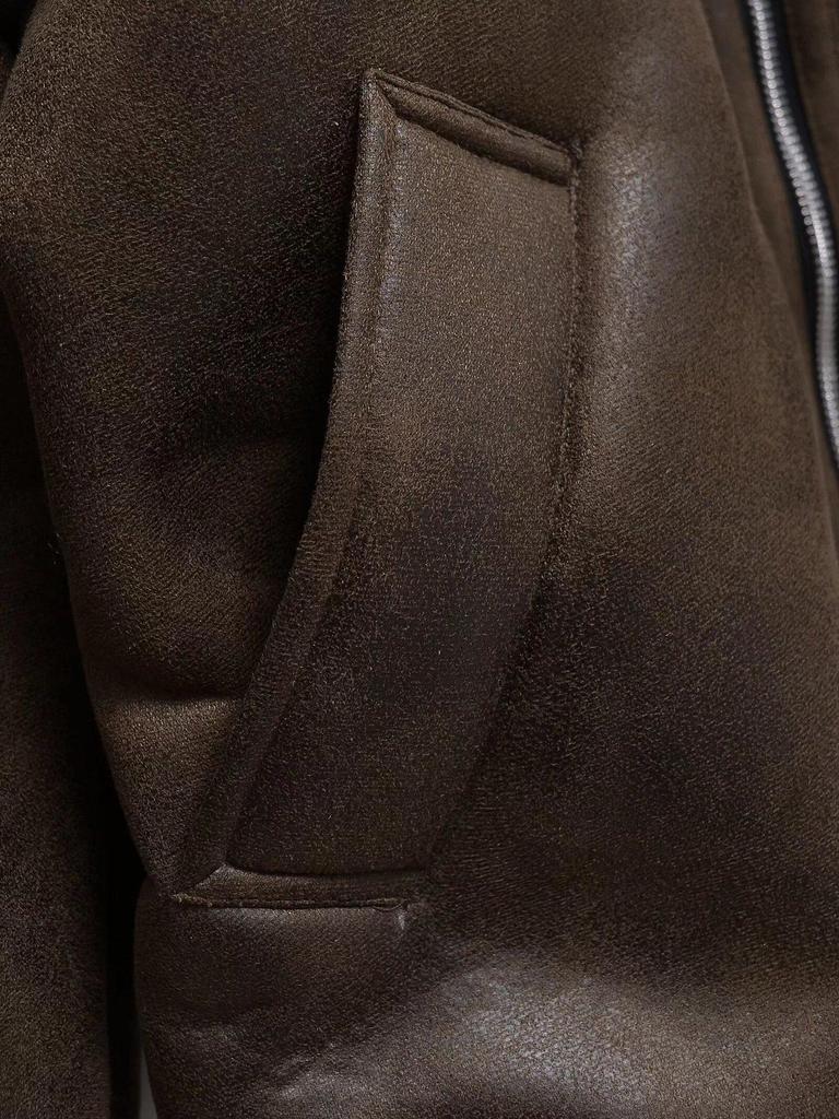 Women's Winter Shearling Suede Double-Sided Jacket with Turn-Down Collar