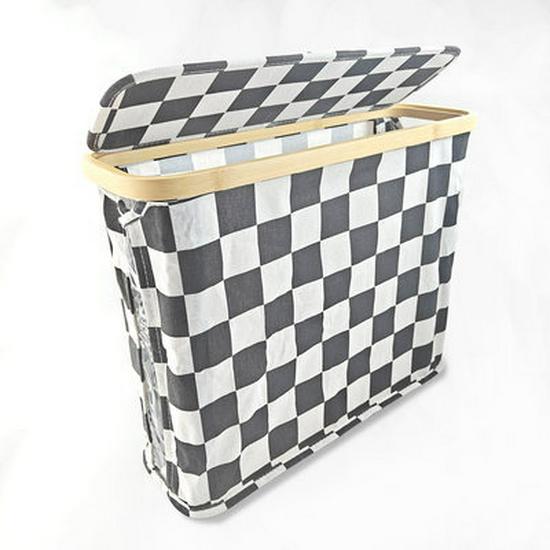 Foldable Bamboo Storage Bin with Lid for Kitchen Recycling