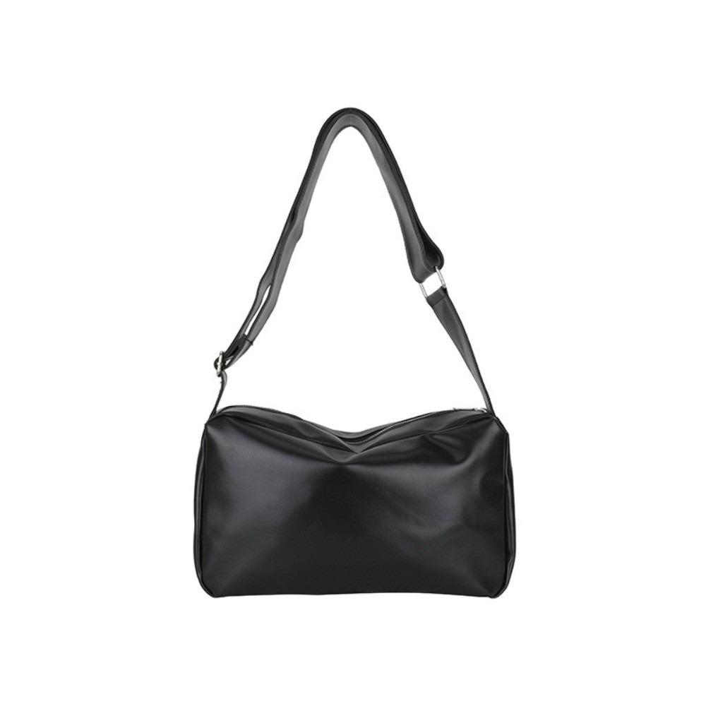 

Versatile Korean Style Messenger Bag Soft Large Capacity Shoulder Bag Solid Color Leather Crossbody Bag Unisex чёрный