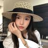 Wide Brim Straw Hat UV Protection Beach Hats French Flat Top Hat  for Women
