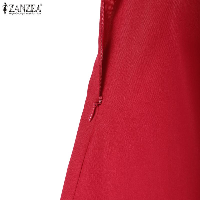 ZANZEA Women Casual V-Neck Short Sleeve Summer Dress