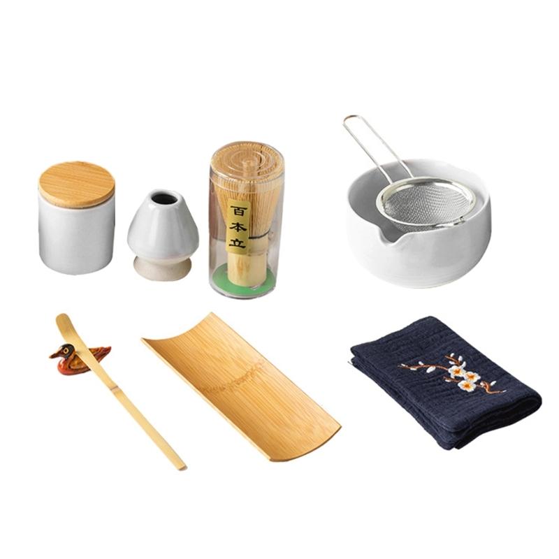 Pack of 9 Elegant Matcha Serving Set Ceramic Ceremonial Bowl and Tool Set Matcha Kitchenwares Suitable for Matcha Party