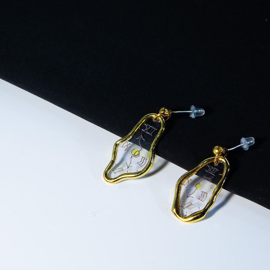Unregelmäßige Glasuhr Ohrstecker Ohrring Gold Silber Plattierte Ohrringe für Frauen