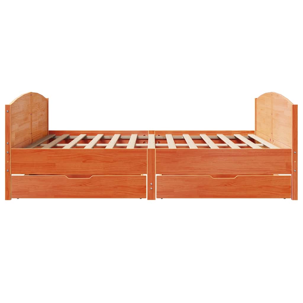 Vidaxl Bed Without Mattress, Waxed Brown, 200X200 Cm, Pine Wood