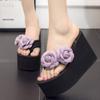 Comemore 11cm Flip Flop Wedges Heels Summer Sandals Slippers Woman Shoes Women Beach Shoe Light Thick Bottom Platform Flowers 41