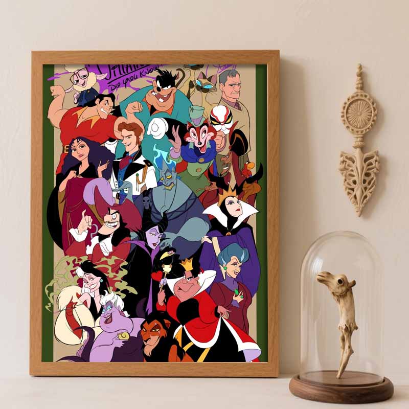 Disney Diamond Painting Kit Classic Disney Villains Style Home Decor Craft Perfect Gift Idea Diamond Art Round 20x30cm