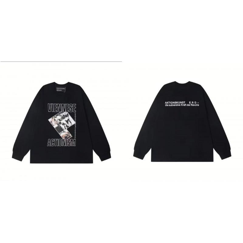 Washed Vintage Distressed Cotton Long Sleeve Tee Oversized Streetwear Style Men Casual Daily Wear